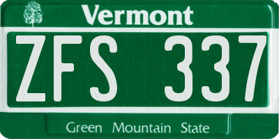 VT license plate ZFS337