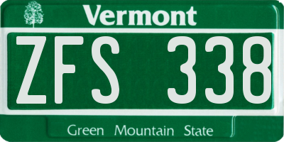 VT license plate ZFS338
