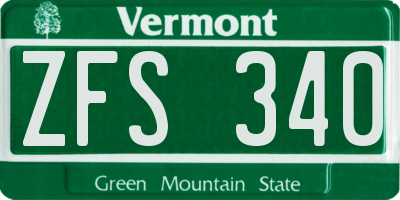 VT license plate ZFS340
