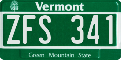 VT license plate ZFS341