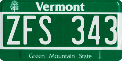 VT license plate ZFS343