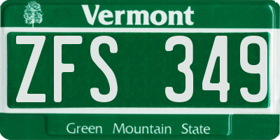 VT license plate ZFS349