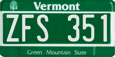 VT license plate ZFS351