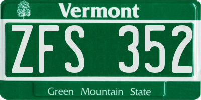 VT license plate ZFS352