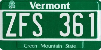 VT license plate ZFS361