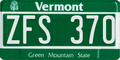 VT license plate ZFS370