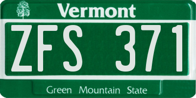 VT license plate ZFS371