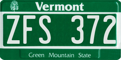 VT license plate ZFS372