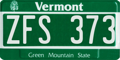 VT license plate ZFS373