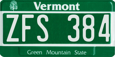 VT license plate ZFS384