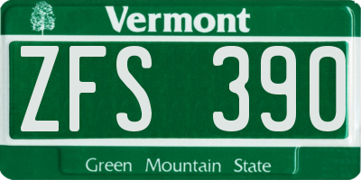 VT license plate ZFS390