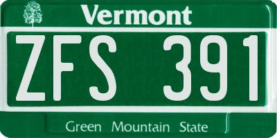 VT license plate ZFS391