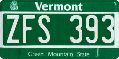 VT license plate ZFS393