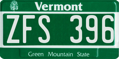 VT license plate ZFS396