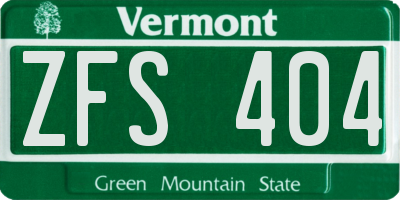 VT license plate ZFS404