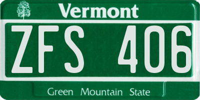 VT license plate ZFS406