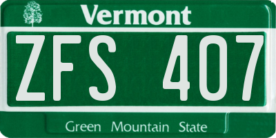 VT license plate ZFS407
