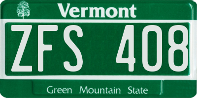 VT license plate ZFS408