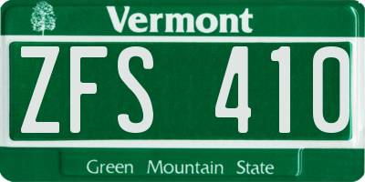 VT license plate ZFS410