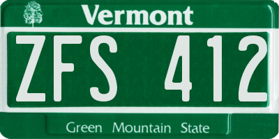 VT license plate ZFS412