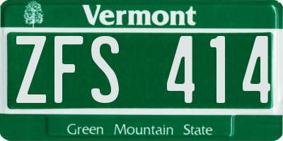 VT license plate ZFS414