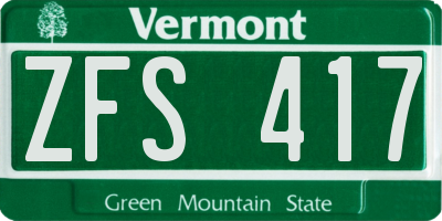 VT license plate ZFS417