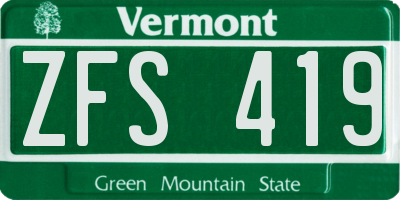 VT license plate ZFS419