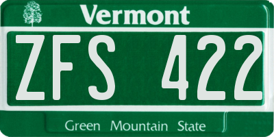 VT license plate ZFS422