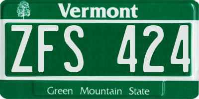 VT license plate ZFS424
