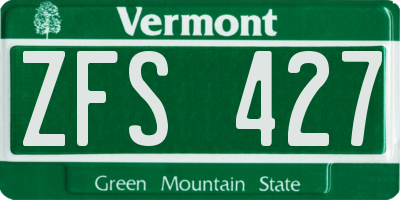 VT license plate ZFS427