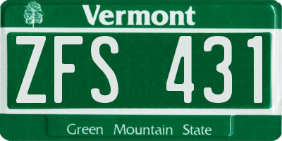 VT license plate ZFS431
