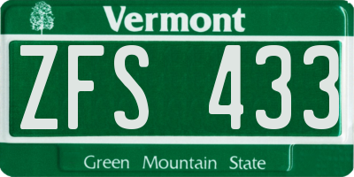 VT license plate ZFS433