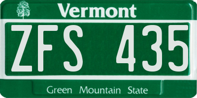 VT license plate ZFS435
