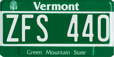 VT license plate ZFS440