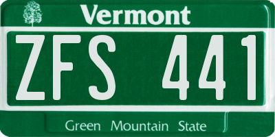 VT license plate ZFS441