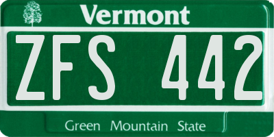 VT license plate ZFS442
