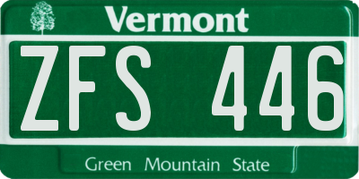 VT license plate ZFS446