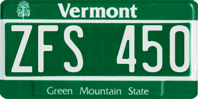 VT license plate ZFS450