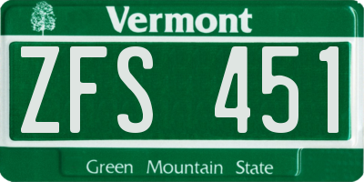 VT license plate ZFS451