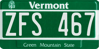 VT license plate ZFS467