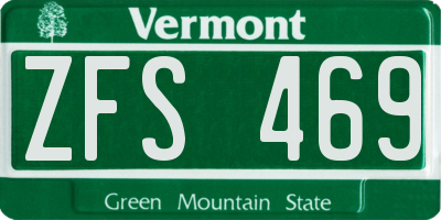 VT license plate ZFS469