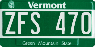 VT license plate ZFS470