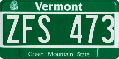 VT license plate ZFS473