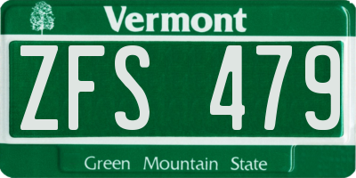 VT license plate ZFS479