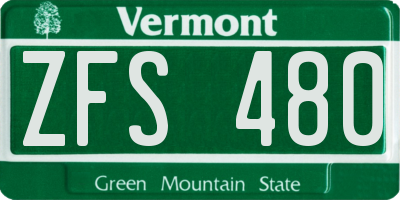 VT license plate ZFS480
