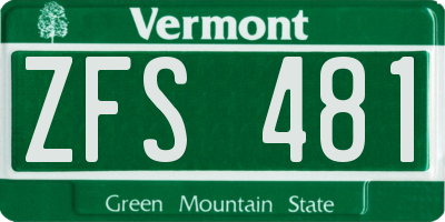 VT license plate ZFS481