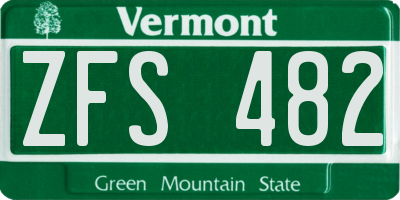 VT license plate ZFS482