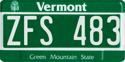 VT license plate ZFS483
