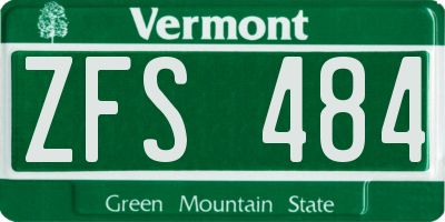 VT license plate ZFS484