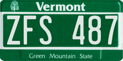 VT license plate ZFS487